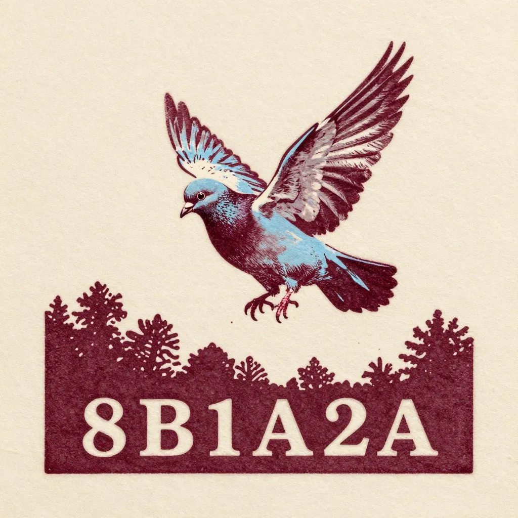 A small pigeon tumbling mid-air above a forest canopy then righting herself, feathers disrupted, wings straining, raw determination in her posture